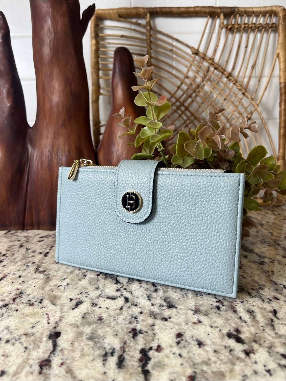 Bostanten Pebbled Light Blue Wallet
